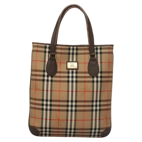 Burberrys Nova Check Tote Bag Canvas Beige Gold - Picture 1 of 16